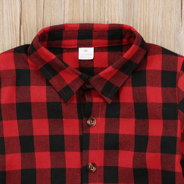 Red Plaid "I think I'm gonna kick it with my mom today" Shirt - collar