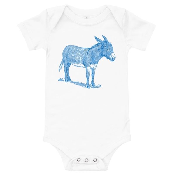Blue Donkey Baby Bodysuit - white