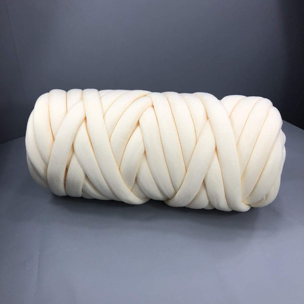 Vegan Chunky Cotton Tube Hand Knitting Yarn - Cream