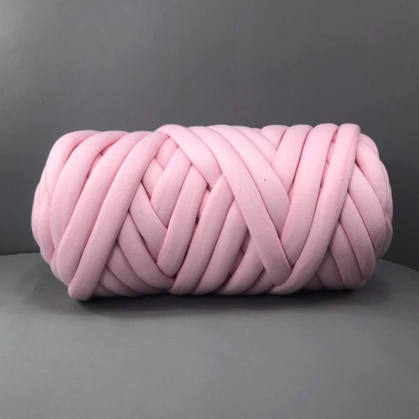 Vegan Chunky Cotton Tube Hand Knitting Yarn - Pink