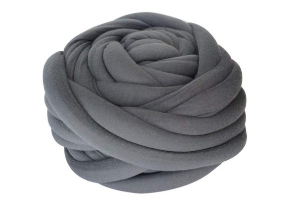 Vegan Chunky Cotton Tube Hand Knitting Yarn - Dark Grey