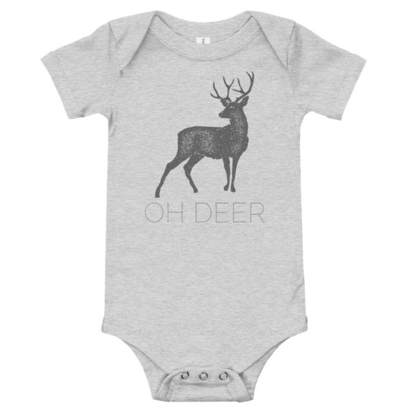 Oh Deer Baby Bodysuit - Athletic Heather Grey