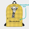 Hipster Giraffe Backpack - personalized text