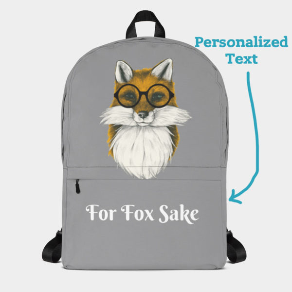Hipster Fox Backpack - Personalized Text