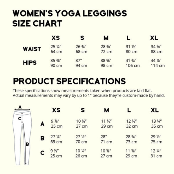 Women's Yoga Leggings Size Chart