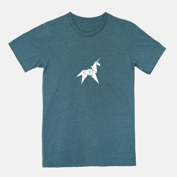 Origami Unicorn T-Shirt - Heather Deep Teal