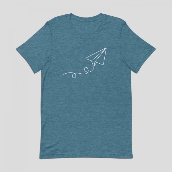 Minimalist Paper Plane Shirt - Heather Deep Teal