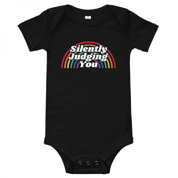 Silently Judging You Baby Bodysuit - black