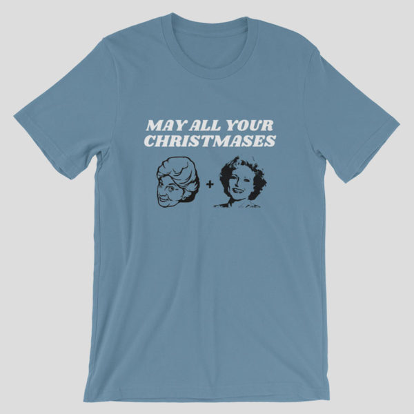 May All Your Christmases Bea White Shirt - Steel Blue