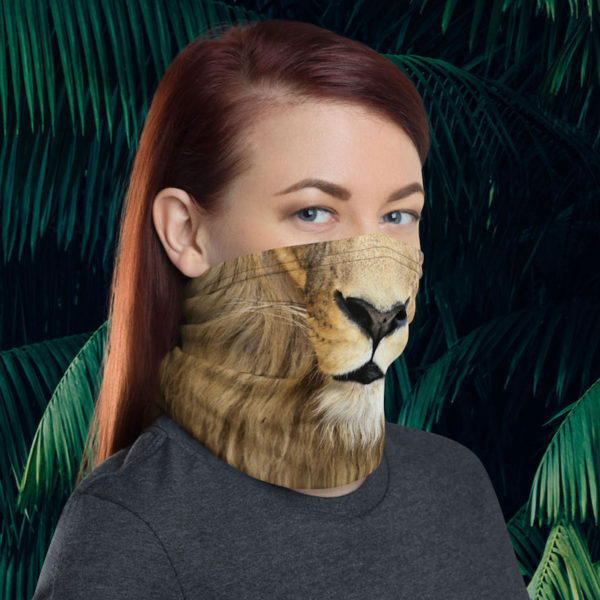 Reversible Tiger and Lion Head Neck Gaiter - side lion
