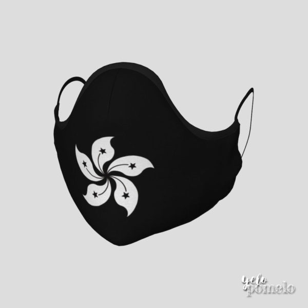 hong kong flag face mask - black