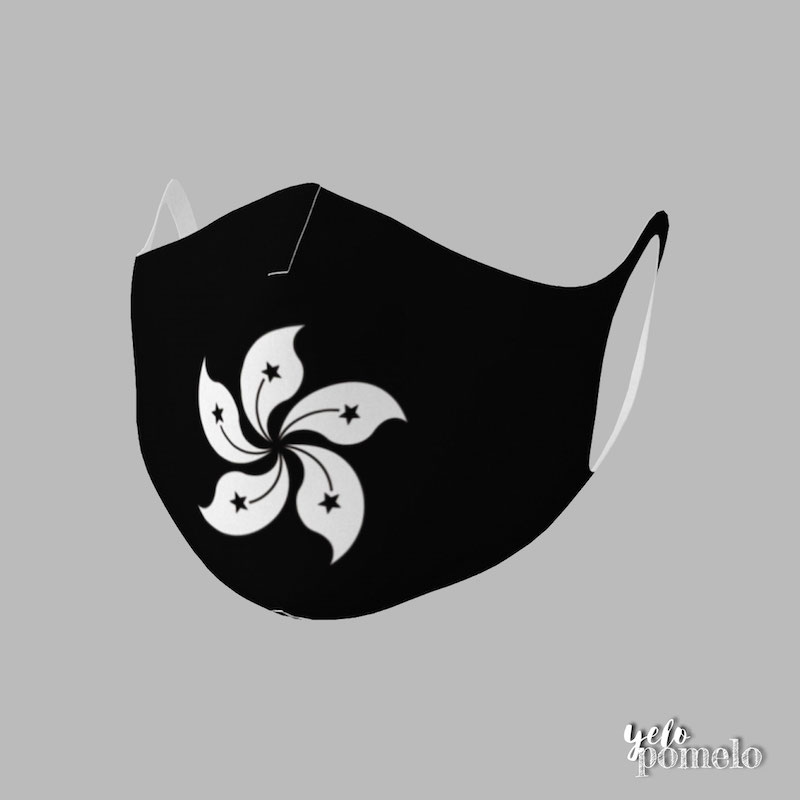 Hong Kong Flag Face Mask - black