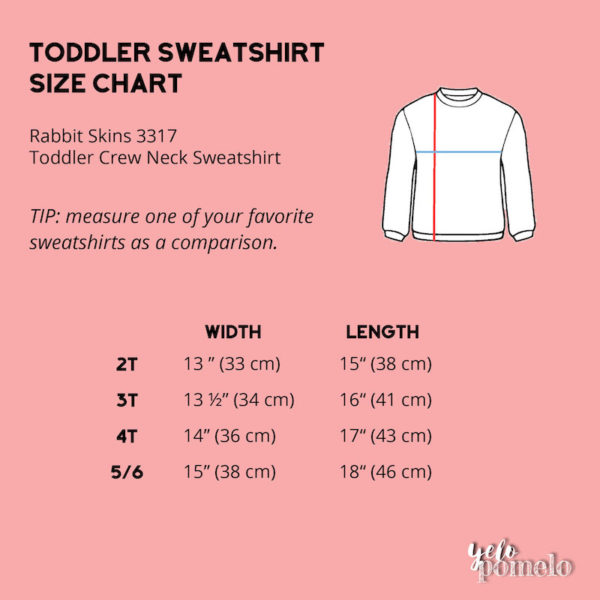 Toddler Sweatshirt size chart Rabbit Skins 3317
