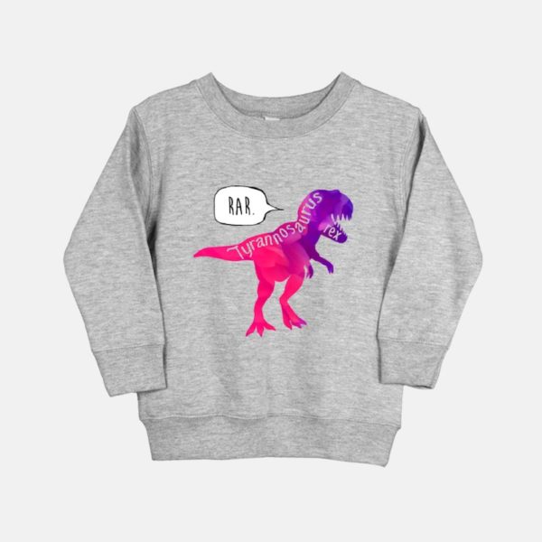 Pink Tyrannosaurus Toddler Sweatshirt - grey