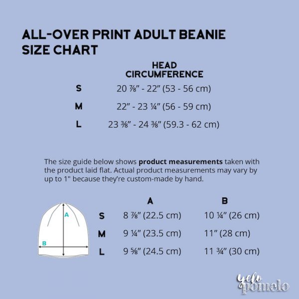 Size Chart: Adult AOP Beanie