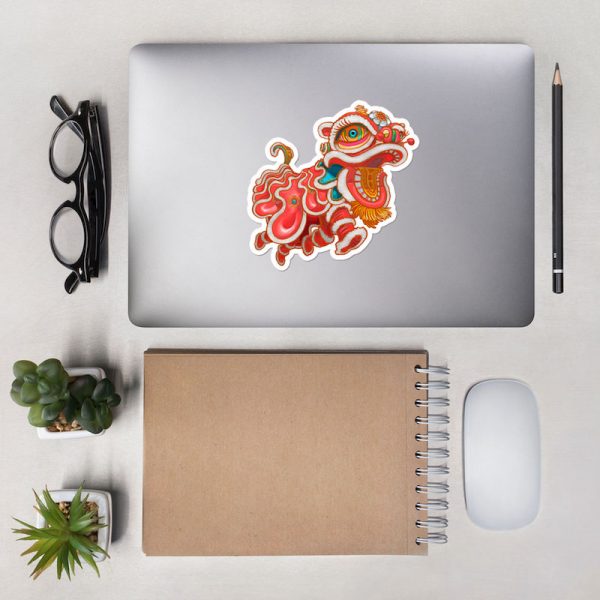 Chinese New Year Lion Dance Sticker - 5.5" wide (approximate)