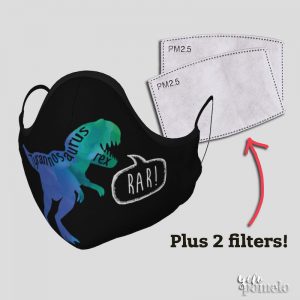 Blue T-Rex Face Mask with Nose Wire and Filters