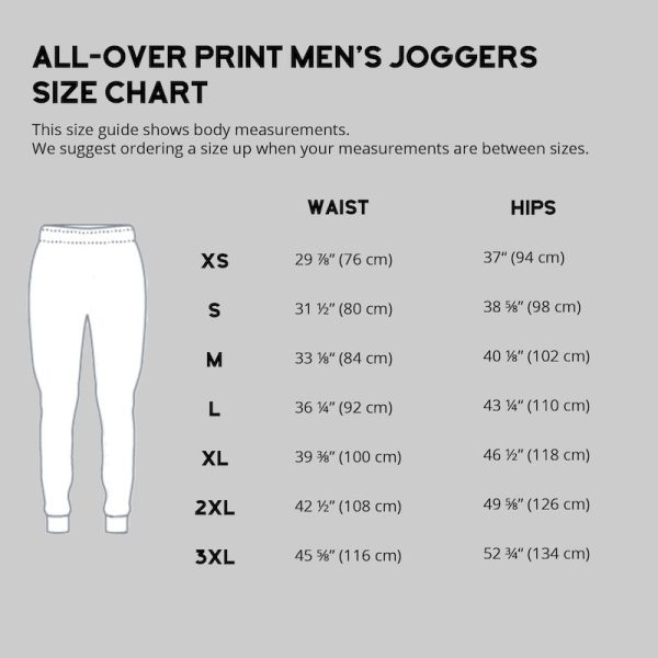 Size Chart: all over joggers, men's
